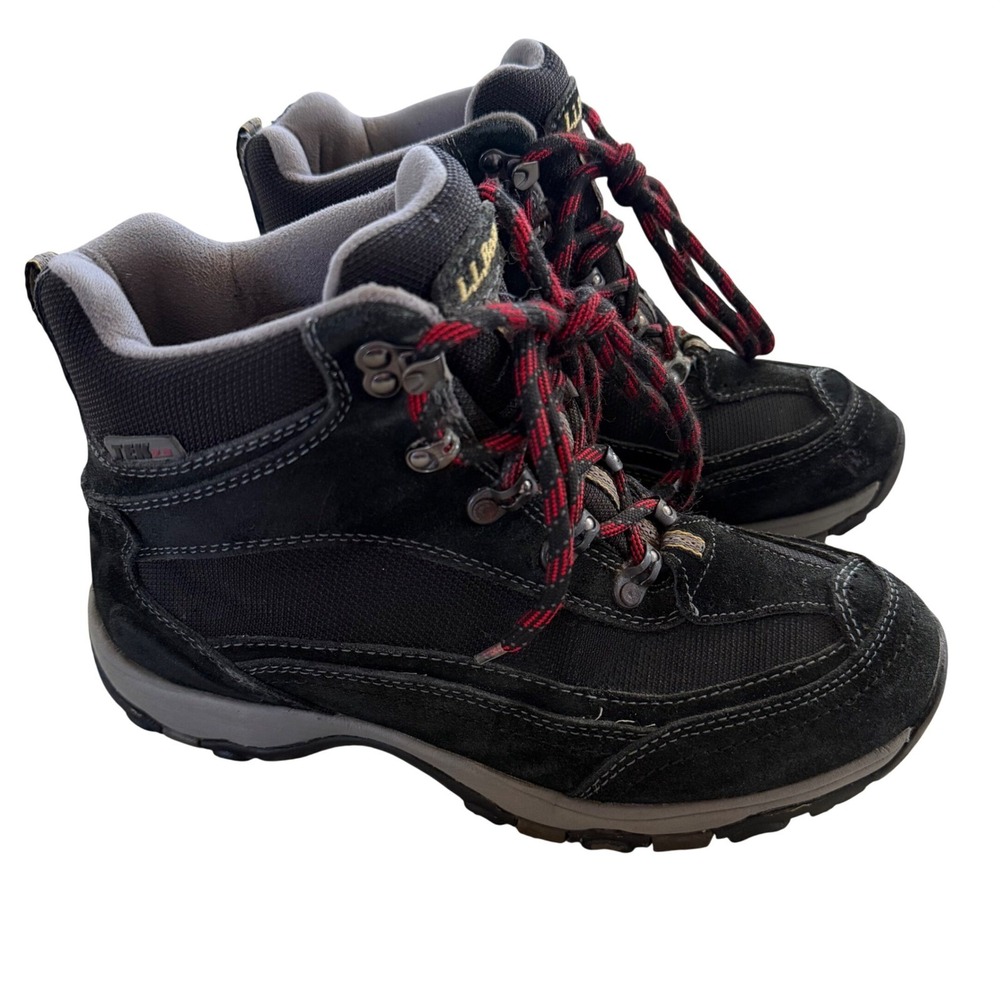 LL Bean Mens Tek 2.5 Primaloft Insulated Hiking Boots Black Red Size 7.5 M
